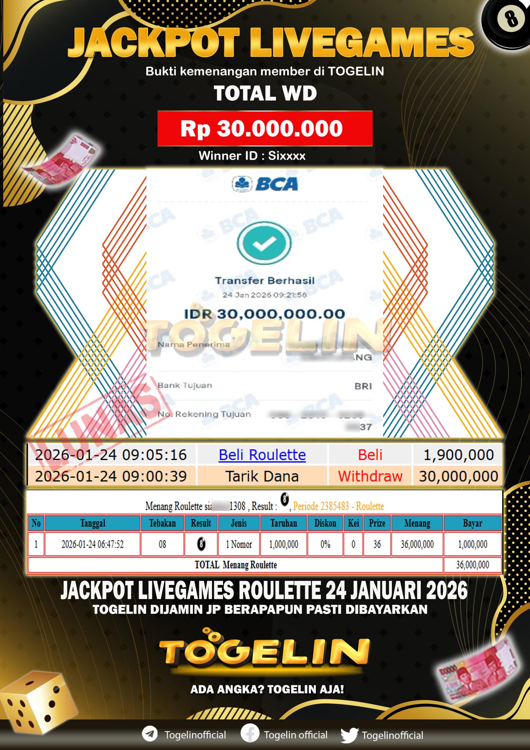BUKTI JP TOGELIN 24 JANUARI 2026