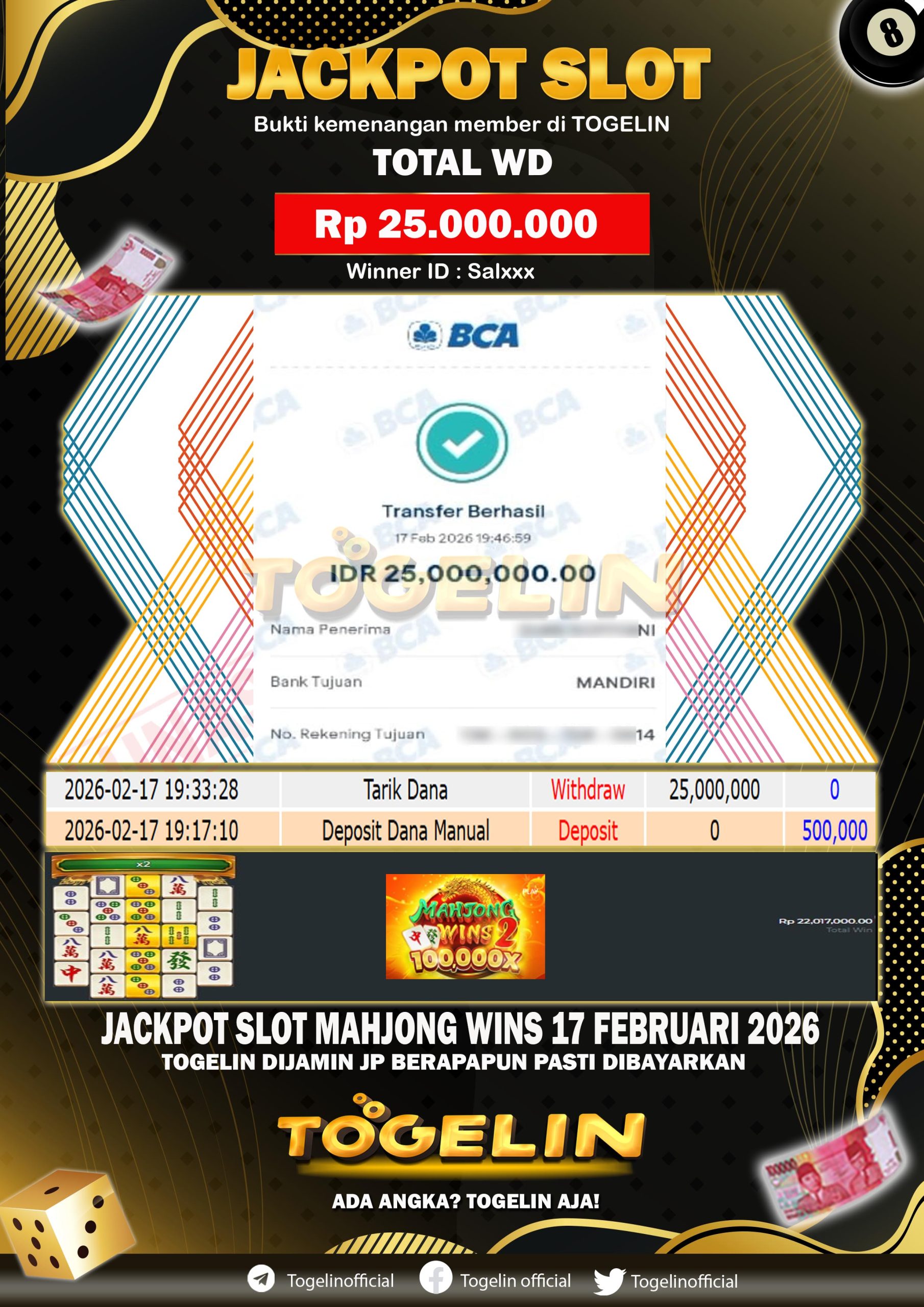 BUKTI JP TOGELIN 17 FEBRUARI 2026