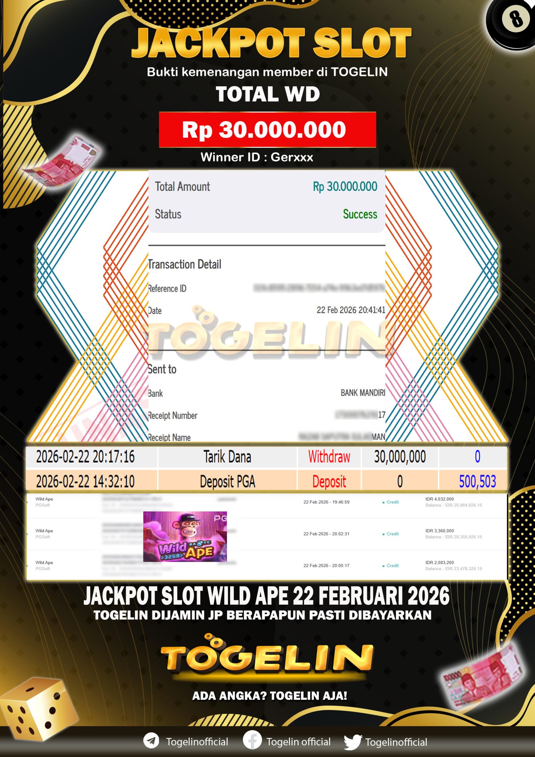 BUKTI JP TOGELIN 22 FEBRUARI 2026