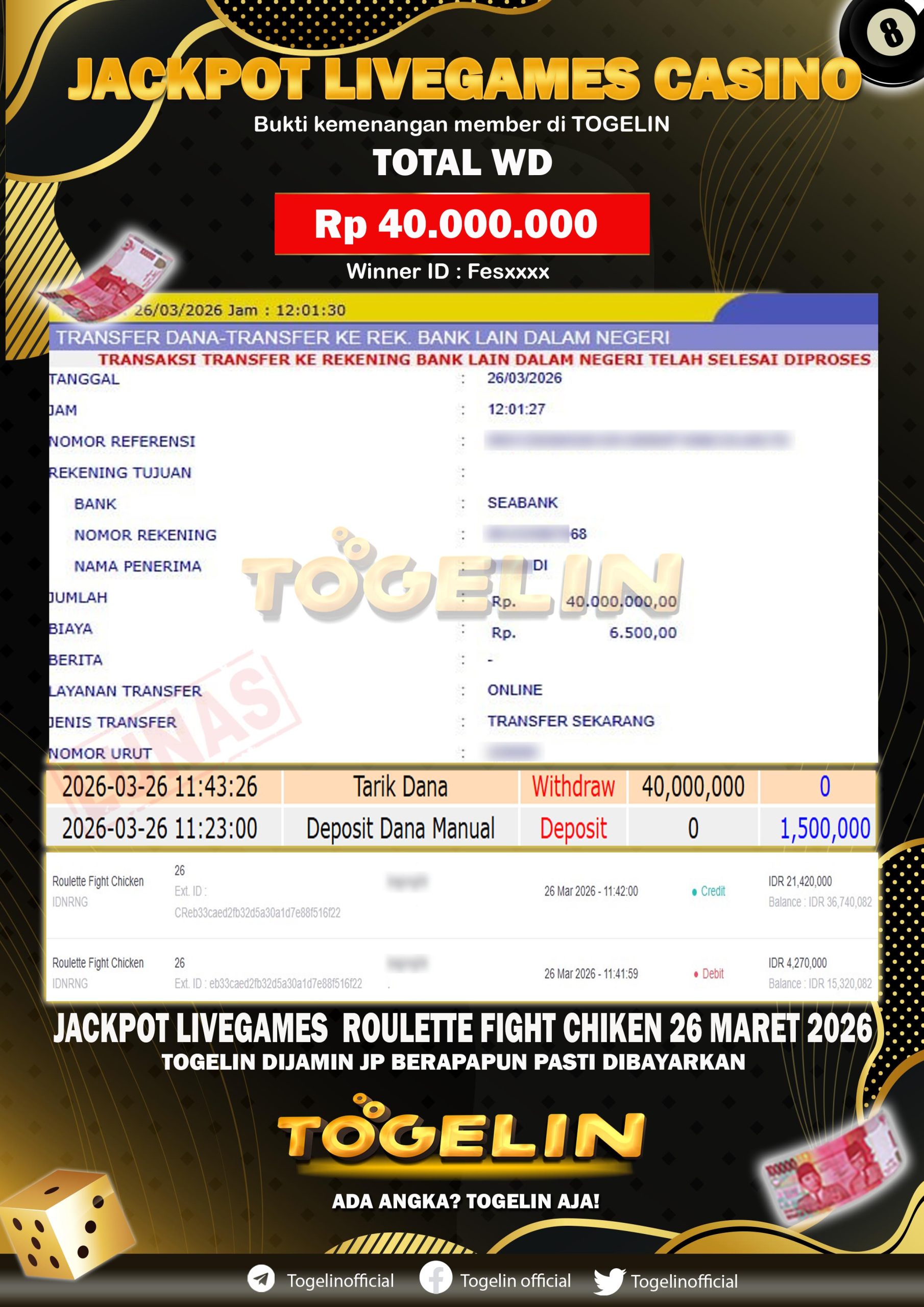 BUKTI JP TOGELIN 26 MARET 2026