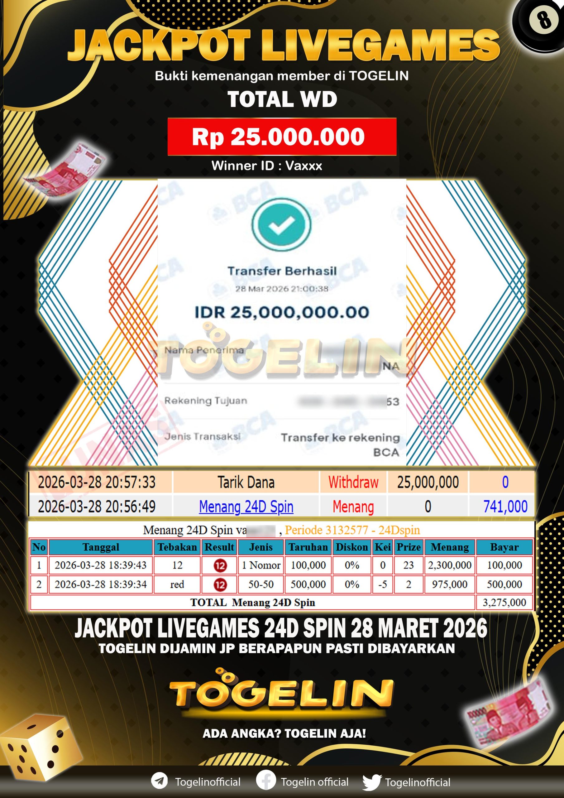 BUKTI JP TOGELIN 28 MARET 2026