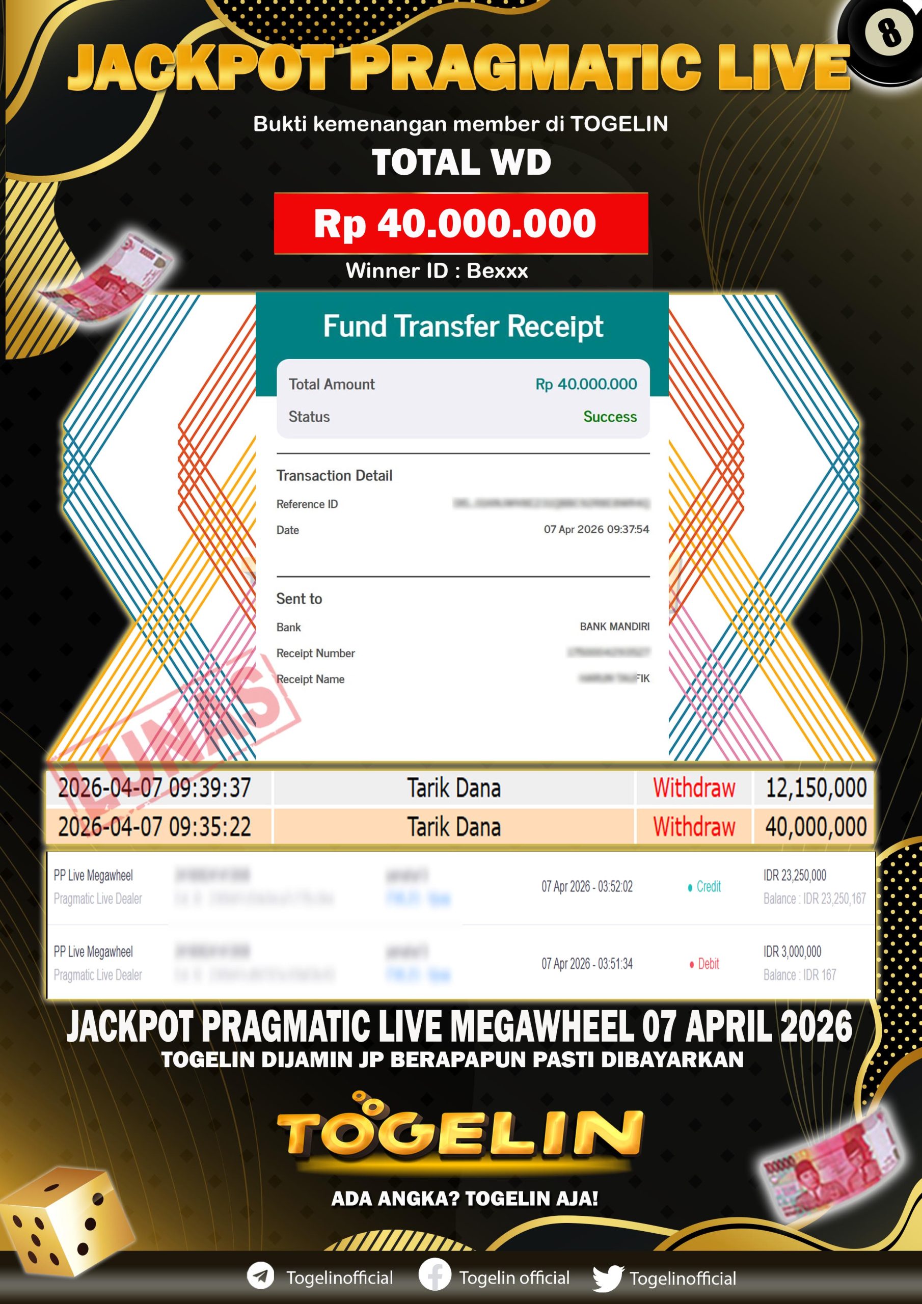 BUKTI JP TOGELIN 07 APRIL 2026