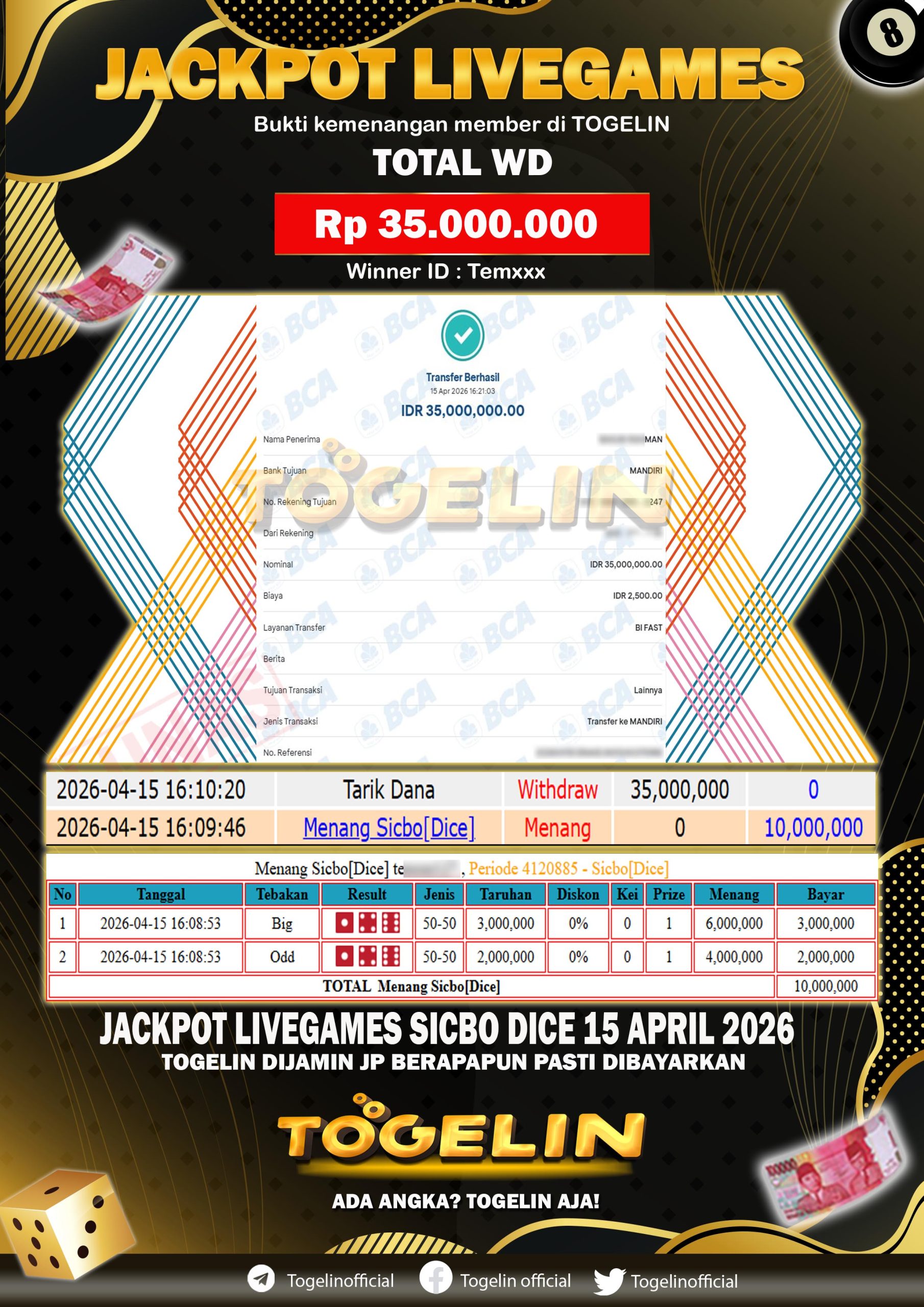 BUKTI JP TOGELIN 15 APRIL 2026